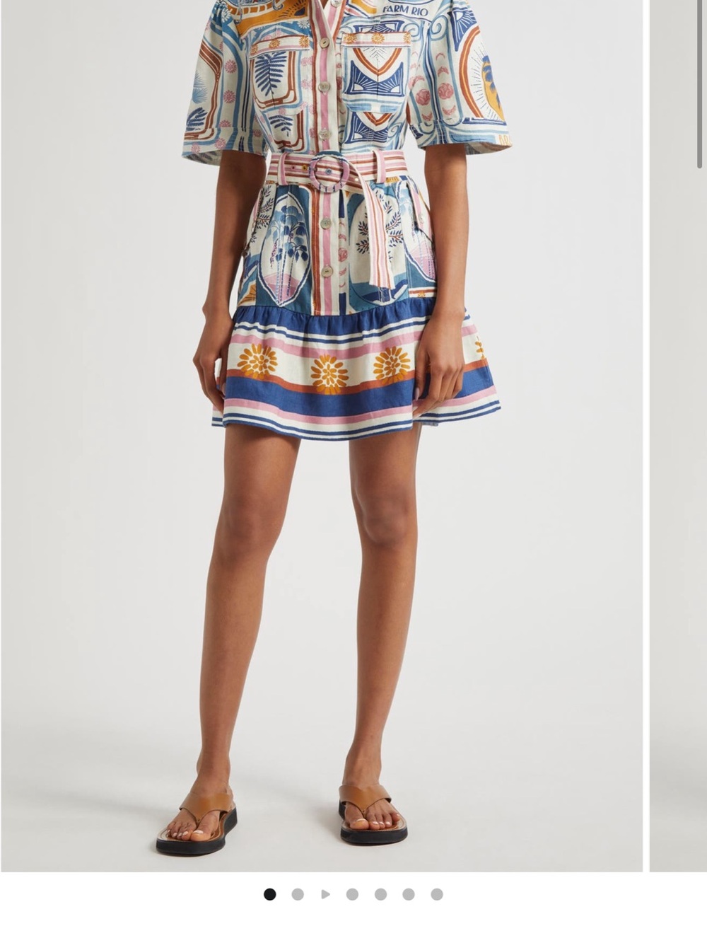 FARM Rio Multicolor Patterned Short Shirt Dress with Belt - Picture 2 of 4